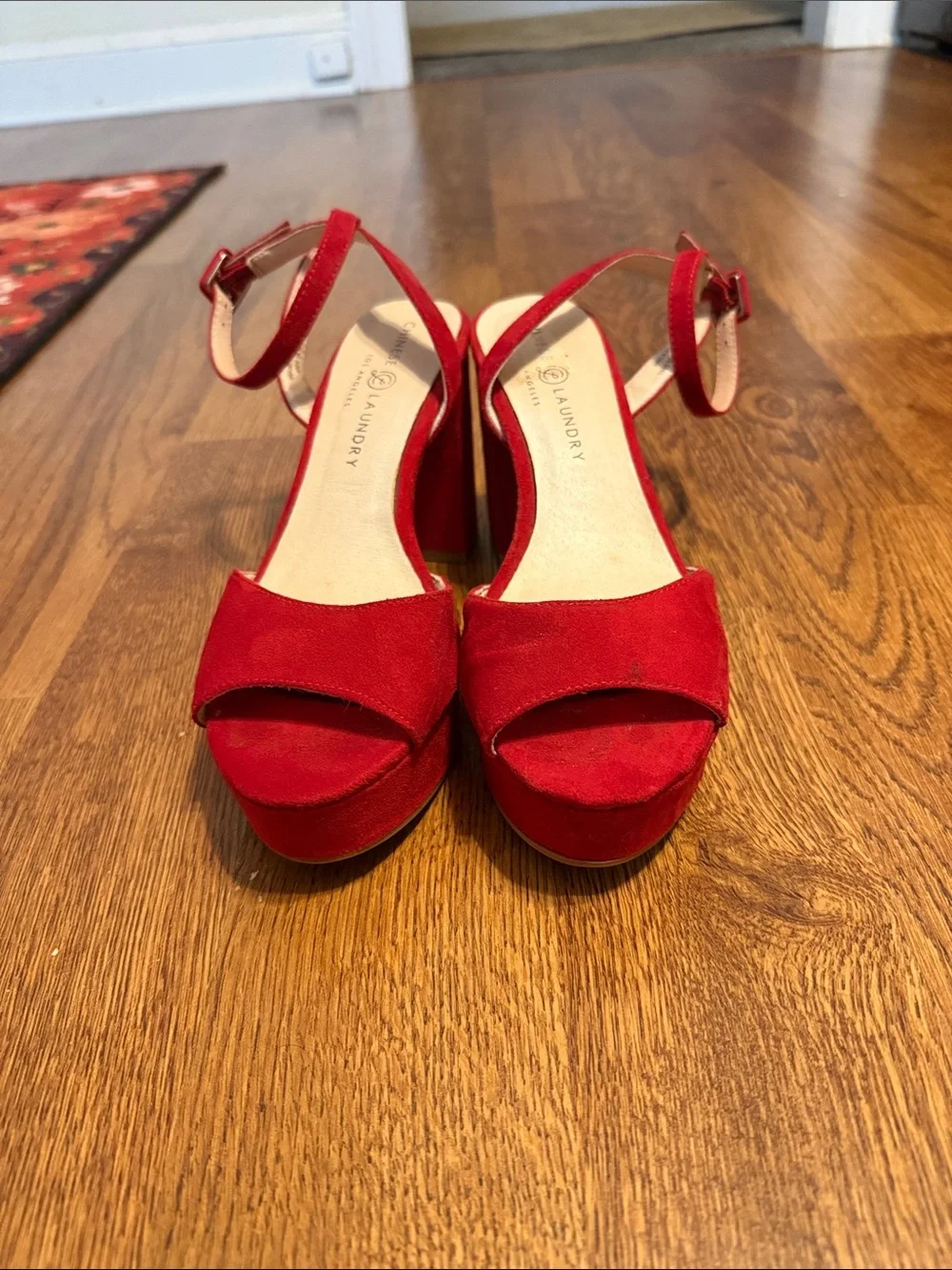 Chinese Laundry Red Platform Ankle-Strap Sandals